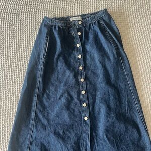 Denim Button-Front Skirt